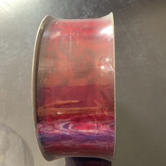 New spool 2” wide red flocked wired ribbon - Picture 2 of 3